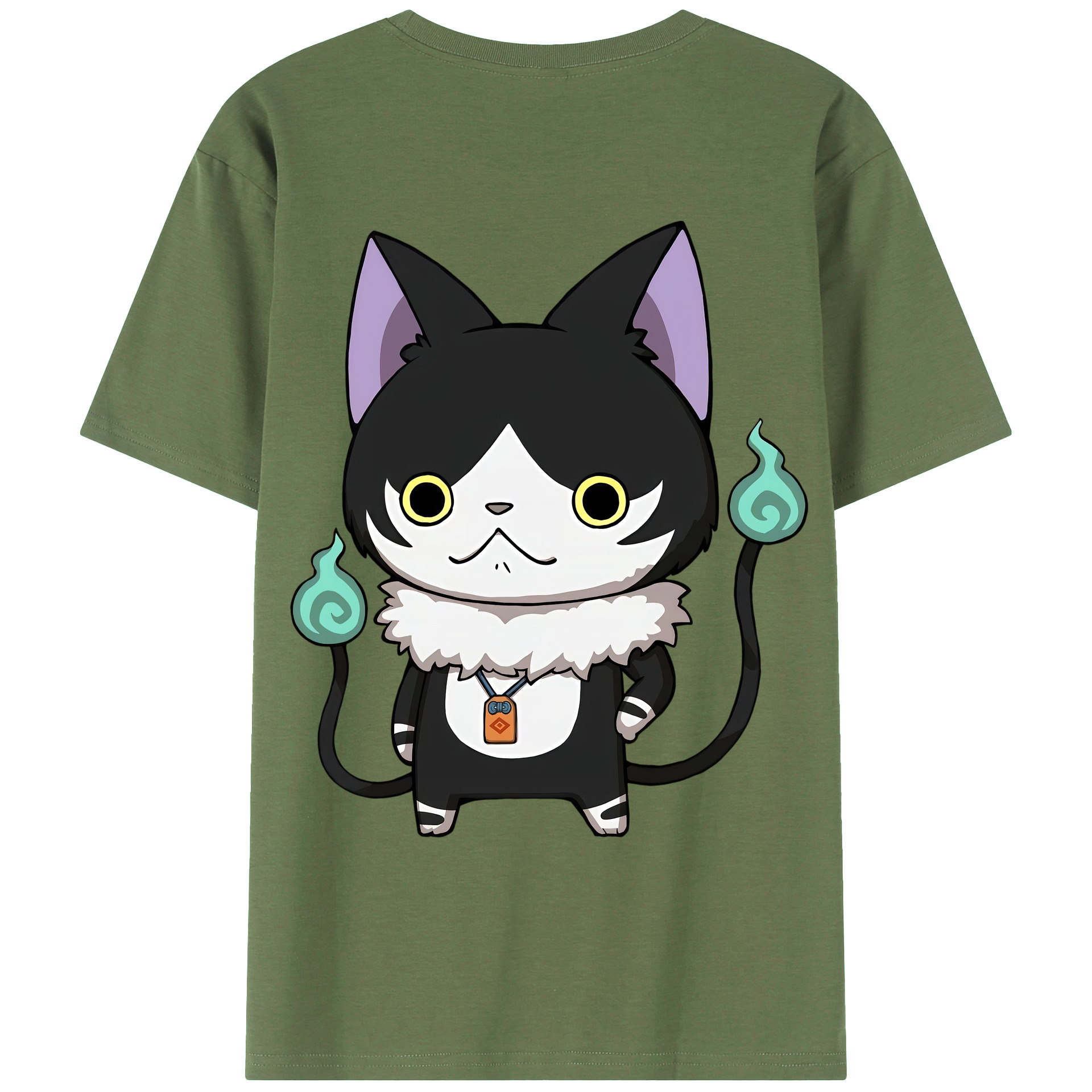 （画像用） 妖怪ウォッチ Yo-kai Watch 綿100％ メンズ半袖Tシャツ（バックプリント） 通気性